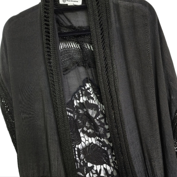 Pink Diamond vest open cardigan black crochet size M/L - Picture 6 of 11